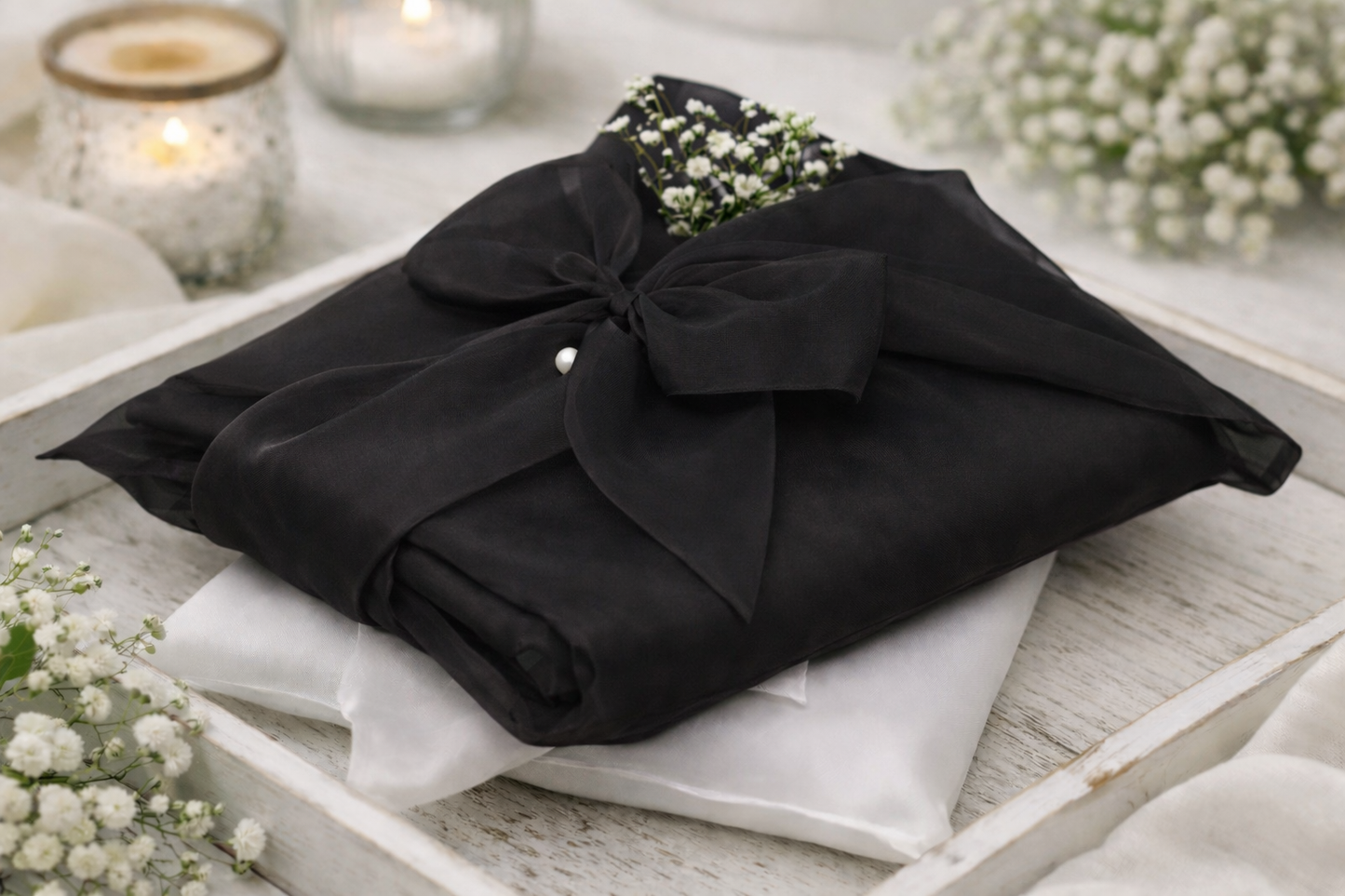 organza cover with bow in black