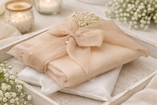 organza cover with bow in beige