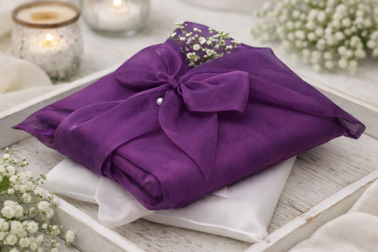 organza cover with bow in purple