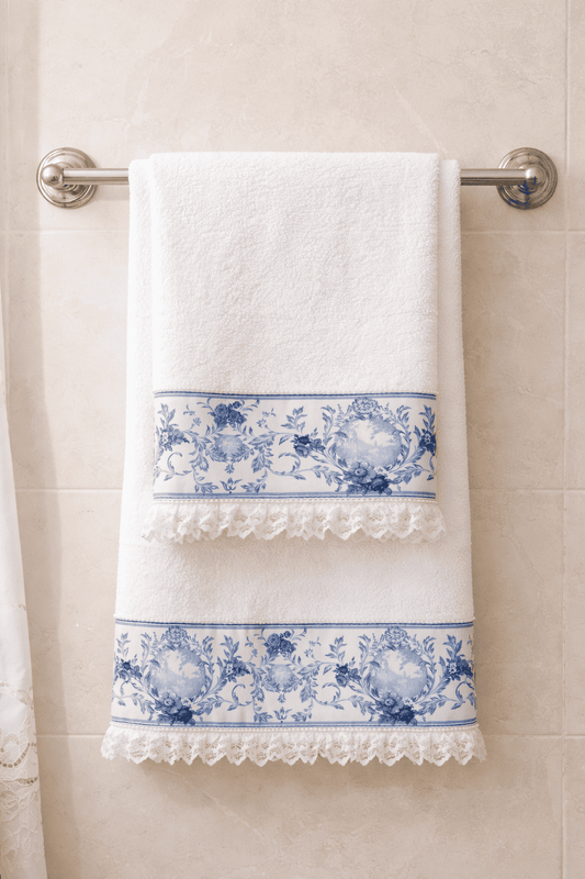 Porcelain in white blue