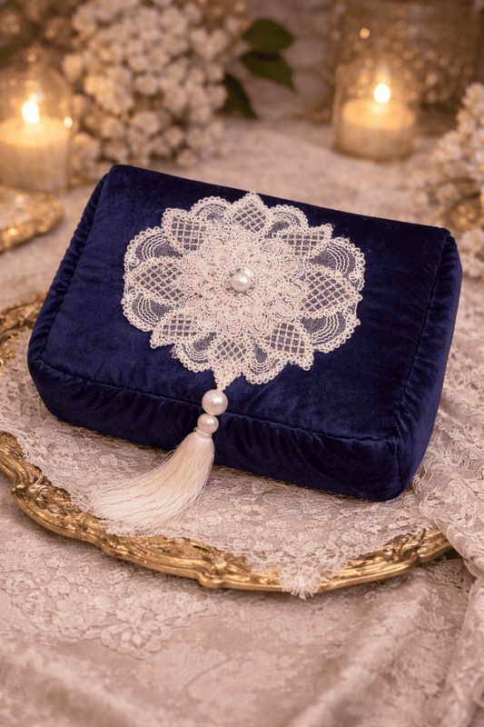 velvet vanity in dark blue